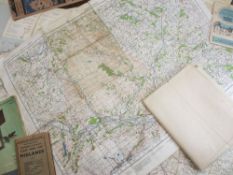 MIXED EPHEMERA GROUP - vintage Ordinance Survey, Times Contour cloth and other maps including