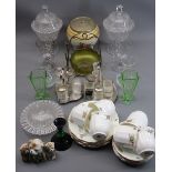 MIXED CHINA & GLASSWARE GROUP to include two ivy leaf moulded pedestal bowls and covers,