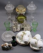 MIXED CHINA & GLASSWARE GROUP to include two ivy leaf moulded pedestal bowls and covers,