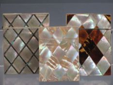 VICTORIAN MOTHER OF PEARL & TORTOISESHELL CALLING CARD CASES (3) - the applied slips in diamond