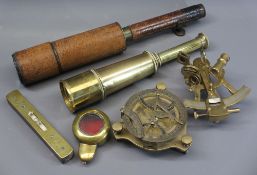 VINTAGE & LATER BRASS TELESCOPES & INSTRUMENTS - a collection to include a leather bound scope by