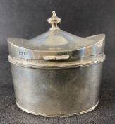 GEORGE IV SILVER OVAL TEA CADDY - Birmingham 1949, Maker Mappin & Webb, 3.6ozt, 9cms overall H, 9cms