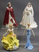 ROYAL WORCESTER & DOULTON FIGURINES (4) - to include 2007 Diamond Wedding Anniversary HRH Queen
