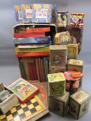 VINTAGE BOARD GAMES, toffee and other tins, jungle town jigsaw puzzles and a selection of children's