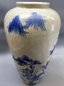 LARGE BLUE & WHITE POTTERY JAPANESE VASE, mixed drinking and other glassware and two antique