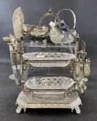 MIXED VICTORIAN & LATER EPNS & OTHER METALWARE including an attractive two-tier fruit stand having