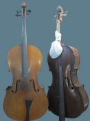 VINTAGE CELLOS (2) - 110 and 114cm lengths, both requiring restoration