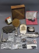 MIXED COLLECTABLES GROUP to include a Japanese inlaid tambour top box, silver dressing table brush