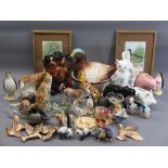 BIRD & ANIMAL COLLECTABLES - a mixed quantity in pottery, porcelain, glass and other compositions