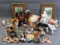 BIRD & ANIMAL COLLECTABLES - a mixed quantity in pottery, porcelain, glass and other compositions