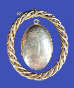 9CT GOLD & BELIEVED 9CT GOLD JEWELLERY, 2 ITEMS - an oval locket stamped '375' to the hanging