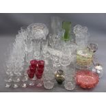 MIXED DRINKING GLASSWARE, facet cut bowls and vases, ETC, within 2 boxes