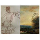PRINTS - a parcel (4 large and 2 small) AFTER WILLIAM RUSSEL FLINT and MIXED WATERCOLOURS, A