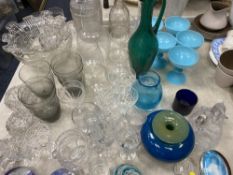 CUT, COLOURFUL & OTHER ORNAMENTAL & UTILITY GLASSWARE to include a Mdina squat vase, 10.5cms H, 13.