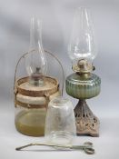 VINTAGE OIL LAMPS (2) - with associated funnels