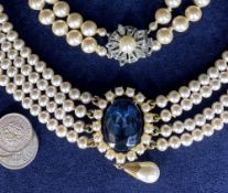 SIMULATED PEARL NECKLACES (2), vintage 3 and 6d pieces, a quantity, ETC