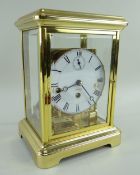 MODERN KIENINGER BRASS 8-DAY CHIMING MANTEL CLOCK, model J0212, white Roman dial with subsidiary