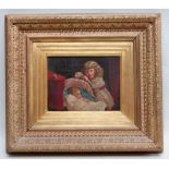 LATE 19TH CENTURY BRITISH SCHOOL, oil on canvas - Silent Slumber, a baby asleep in a wicker crib