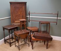 ASSORTED OCCASIONAL FURNITURE, including an 18th Century elm hanging corner cupboard, Arts &