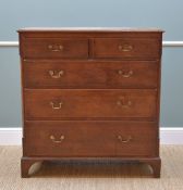 LATE 18TH CENTURY CHEST, fitted two short and three long drawers between canted corners inlaid in