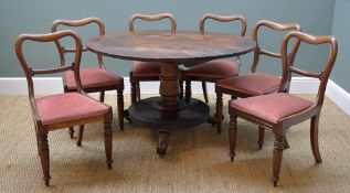 EARLY VICTORIAN MAHOGANY BREAKFAST TABLE & CHAIRS, table with circular top on turned column and