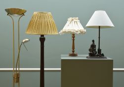 ASSORTED LIGHTING, including reeded standard lamp, modern brushed metal uplighter, simulated