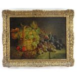 ATTRIBUTED TO CHARLES THOMAS BALE (1849-1925) oil on board - Still life of basket with grapes and