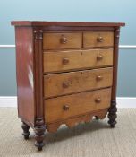 LATE VICTORIAN OAK & STAINED BEECH FIVE-DRAWER CHEST, 132 h x 122 w x 50cms d