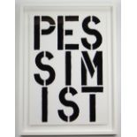 CHRISTOPHER WOOL (American, b. 1955) screenprint - 'Pessimist (Black Book)'', 68 x 51cms Provenance: