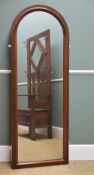 LATE VICTORIAN WALNUT WALL MIRROR, with arched top, 164cms high x 60cms w