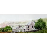 NEIL S. HOPKINS watercolour - Dereliction, Nant Gwrtheyrn, signed and dated 1980, 6 x 13cms