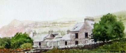 NEIL S. HOPKINS watercolour - Dereliction, Nant Gwrtheyrn, signed and dated 1980, 6 x 13cms