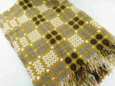 WELSH WOOLLEN TAPESTRY BLANKET, caramel, chocolate and cream, 150 x 175cms