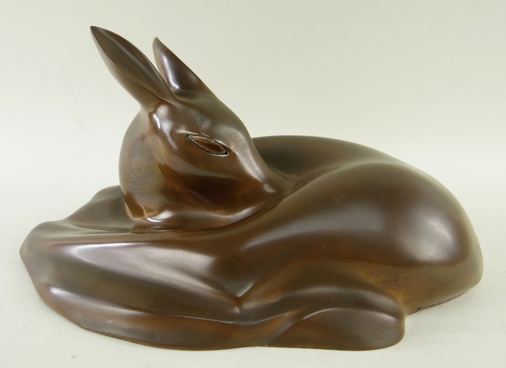 RICHARD FISHER (b. 1925) cold cast bronze sculpture - Sleeping Faun, signed, thought to be issued by