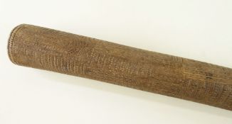 TONGA POLE CLUB, povai, all over rectilinear carving in squared panels including semicircles, no