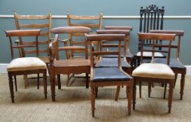 ASSORTED OCCASIONAL CHAIRS including pair of oak ladder-back armchairs (distressed covers),