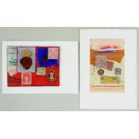 KENNETH MAHOOD (Irish, b. 1930) mixed media collages - greeting cads, one signed inside, dedicated