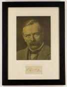 DAVID LLOYD GEORGE AUTOGRAPH on House of Commons embossed paper / card, 4.5 x 9cms, framed and