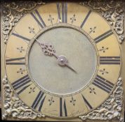 18TH CENTURY SINGLE HAND 30-HOUR OAK LONGCASE CLOCK, brass Roman dial with matt centre within square