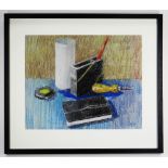 RICHARD O'CONNELL oil pastel on card - Still Life with Bradawl, signed with initials and dated 2020,