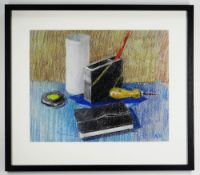 RICHARD O'CONNELL oil pastel on card - Still Life with Bradawl, signed with initials and dated 2020,