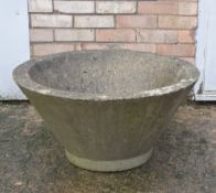 LARGE RECONSTITUTED STONE CONICAL PLANTER, 75cms diam.