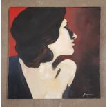 MEL BURGAM oil on canvas - entitled 'Elegant Lady', 103 x 80cms, stretched canvas