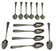 GEORGE III & ART DECO TEASPOONS - two unboxed sets of six, London 1786 and Birmingham 1923,