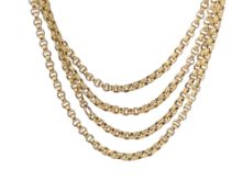 9CT GOLD BELCHER LINK MUFF CHAIN with fob clip, 75cms overall L, 49grms