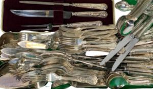 EPNS KINGS PATTERN CUTLERY SERVICE - 140 pieces by various makers including Viners, George Butler, J