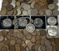 VINTAGE & LATER BRITISH COINAGE, collectable crowns and a necklace pendant with Queen Elizabeth II
