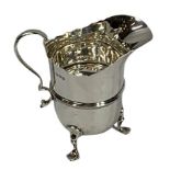 CHESTER SILVER CREAM JUG - on three hoof feet, 1917, Maker Robert Pringle & Sons, 9.75cms max H, 2.2