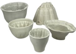 VINTAGE JELLY MOULDS (5) including two marked Shelley