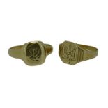 VICTORIAN 18CT SIGNET RINGS (2) - date marks for 1852 and 1863, Maker's mark to both 'H G & S',